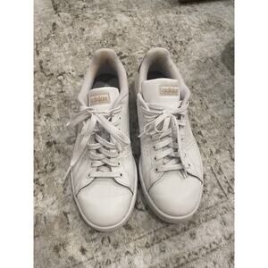Adidas Advantage cloudfoam comfort White w/ Copper Tennis Shoes, Women's Size 10